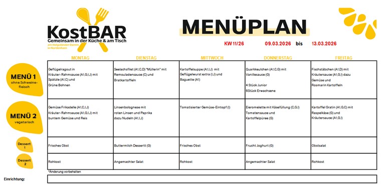 Speiseplan Kalenderwoche 11