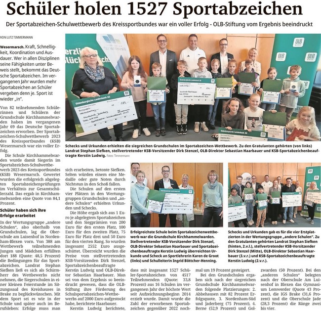 Schüler holen 1527 Sportabzeichen